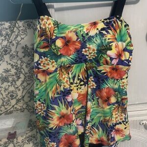 Tropical Floral Dress with Black Straps